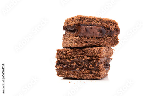 Tasty chocolate biscuit cake isolated