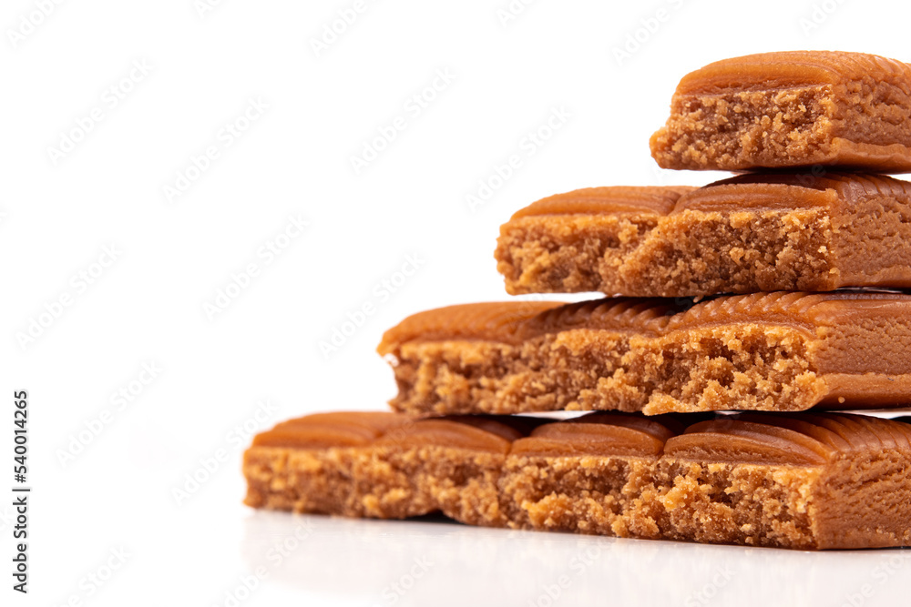 Sweet chocolate toffee dessert bar isolated Sweet chocolate toffee dessert bar isolated