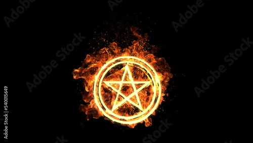 五芒星の魔法陣が燃える素材 グロー／Star-Fire_Pentagram_Summoning-Cirle_Five-pointed-star_a_Add Glow photo