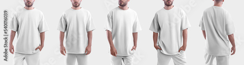 set of white  mockup oversize t-shirt on a man.