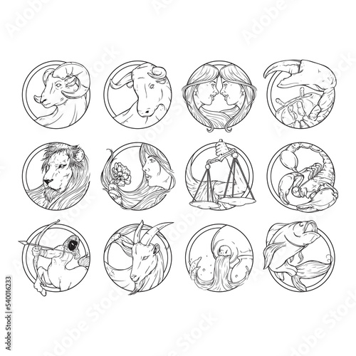 zodiac icon set