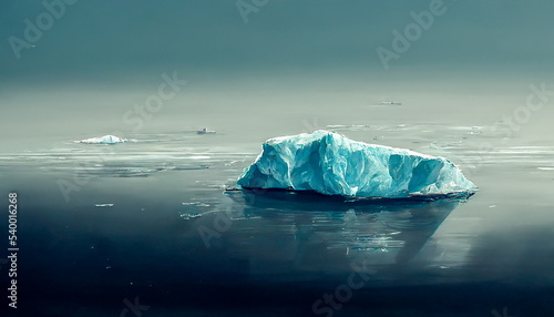 Icebergs floating in the Antarctic Ocean illustrationn and delicate graphic element in fine detail modern art style, background design. photo