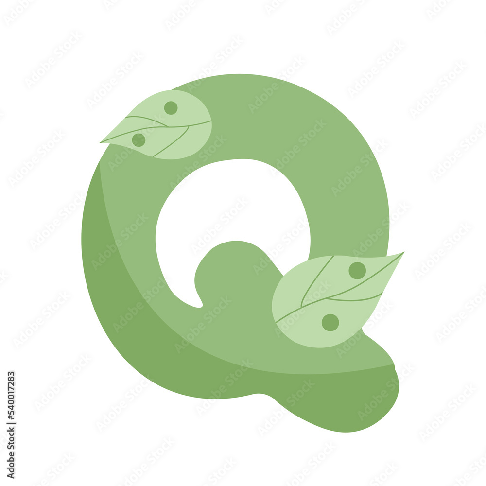 Fototapeta premium Letter Q for decorations in green color for party andpersonal name.