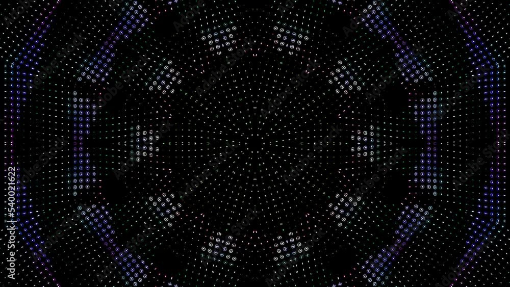 Animated 3D abstract.Curved lines and colorful light points for background,seamless circle Animated 3D abstract.Curved lines and colorful light points for background,seamless circle