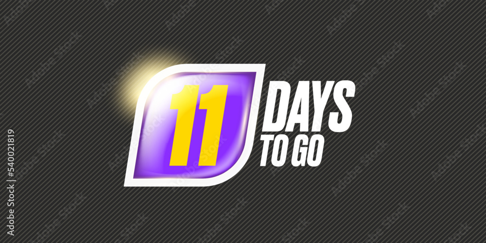 Eleven days to go countdown grey modern horizontal banner design template. 11 days to go sale announcement grey banner, label, sticker, icon, poster and flyer. Eleven days to go countdown grey modern horizontal banner design template. 11 days to go sale announcement grey banner, label, sticker, icon, poster and flyer.