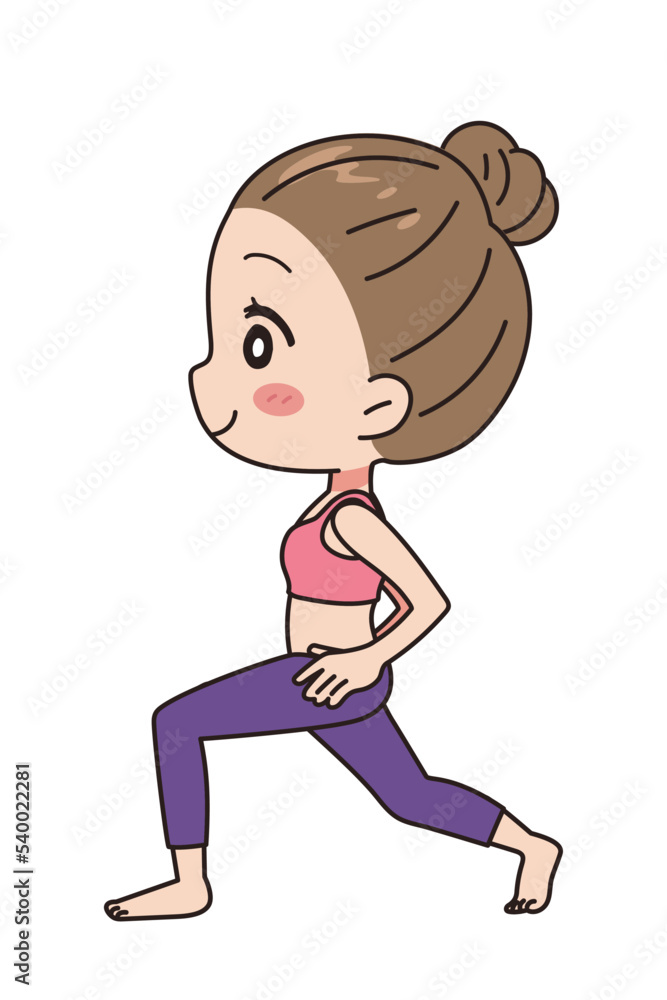 Fototapeta premium Illustration of a woman exercising, full body view.
