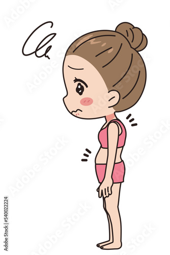 Illustration of a stooped woman, full body figure.