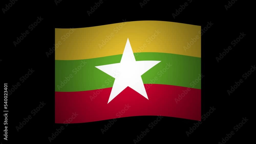 Myanmar Waving Flag Looping Transparent Animation Myanmar Waving Flag Looping Transparent Animation