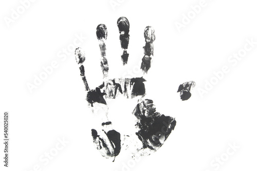 Black hand print isolated on white background