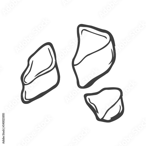 Pieces of black and white chocolate bar. Vector sketch isolated background.