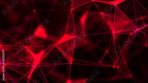Colored polygonal space. Connection dots and lines structure. Digital background. Triangular futuristic business wallpaper. 3d rendering