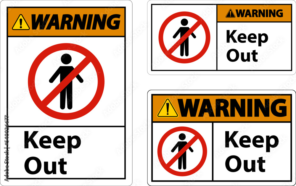 Warning Area Keep Out Sign On White Background Warning Area Keep Out Sign On White Background