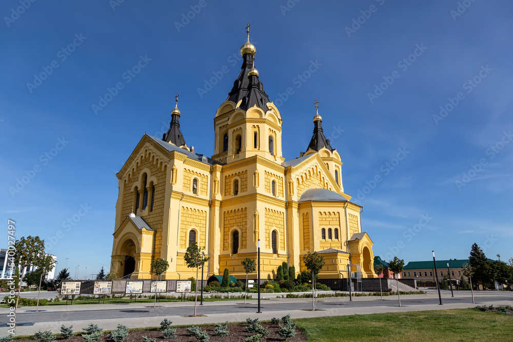 Alexander Nevsky Novoyarmarochny Cathedral in Nizhny Novgorod on a sunny summer day. Russia.
