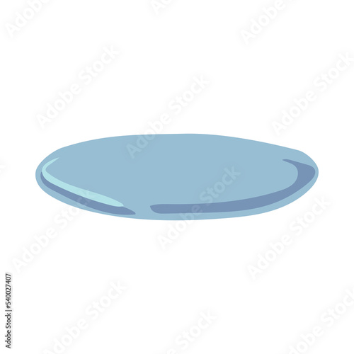 Puddle of clear water in shape of oval flat vector illustration. Puddle of sweat, rain or tears from crying isolated on white background. Emotions, nature concept for graphic design