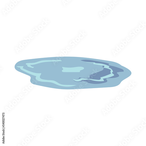 Puddle of blue water with ripples flat vector illustration. Puddle of sweat, rain or tears from crying isolated on white background. Emotions, nature concept for graphic design