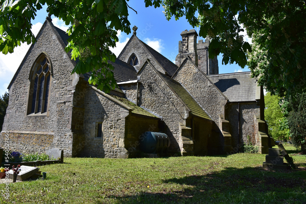 Historic Stone Church in a Church Yard Historic Stone Church in a Church Yard