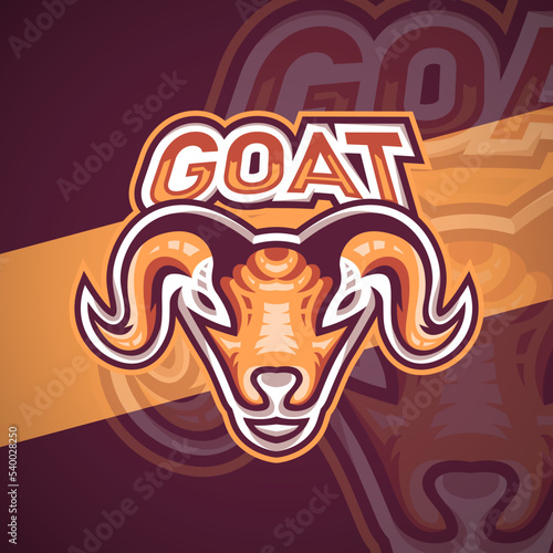 Goat Head Mascot E-Sport Logo Vector Illustration