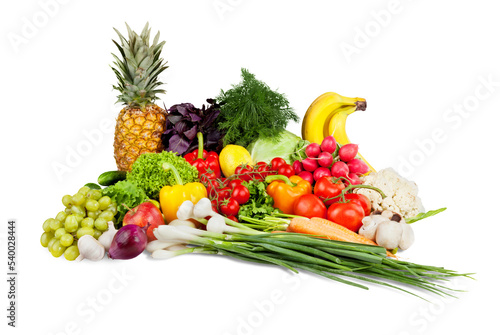 Fototapeta Naklejka Na Ścianę i Meble -  Assorted fruits and vegetables on white background