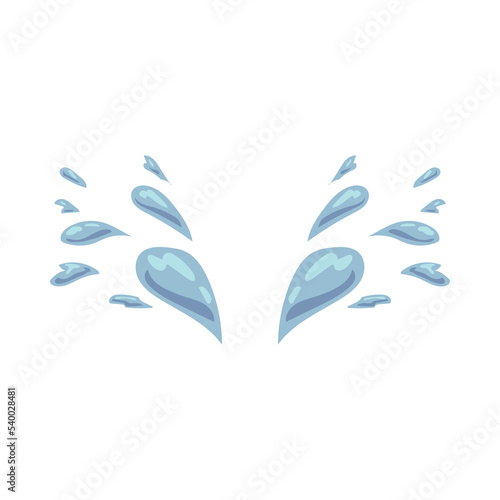 Splashes of blue water drops flat vector illustration. Simple clear droplets of sweat, rain or tears from crying isolated on white background. Emotions, nature concept for graphic design