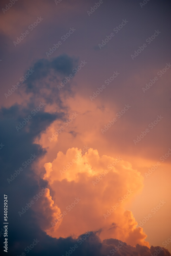 Intense glowing clouds at sunset with neagative space for cop.y.