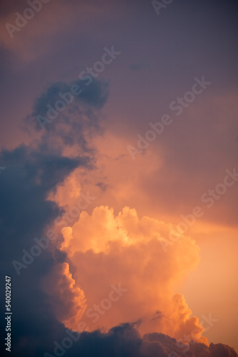 Intense glowing clouds at sunset with neagative space for cop.y.