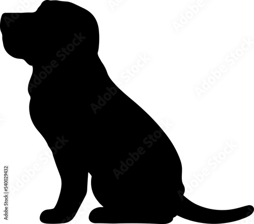 Simple and adorable Bloodhound dog Silhouette Sitting in side view