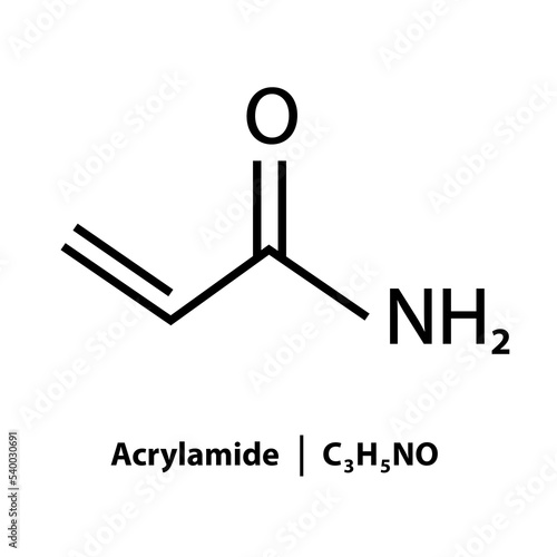 Acrylamide formula isolated on white background for healthy food, organic product. Vector 10 eps