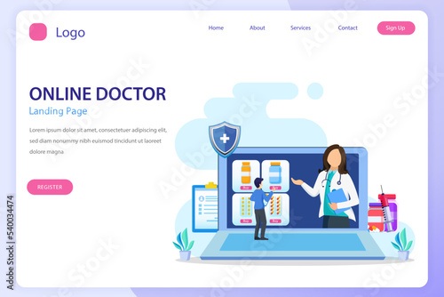 Online doctor vector illustration concept. Online medical consultation and support online © songo_