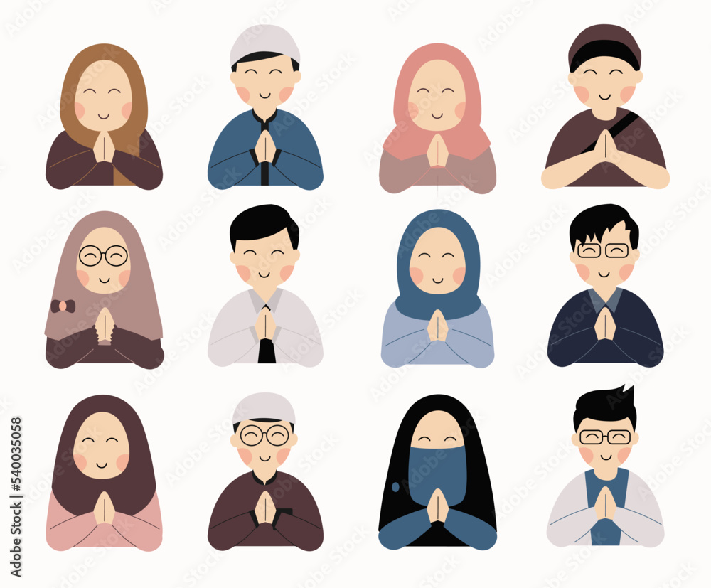 Set of muslim illustration. Hijab muslim woman. Set of muslim illustration. Hijab muslim woman.