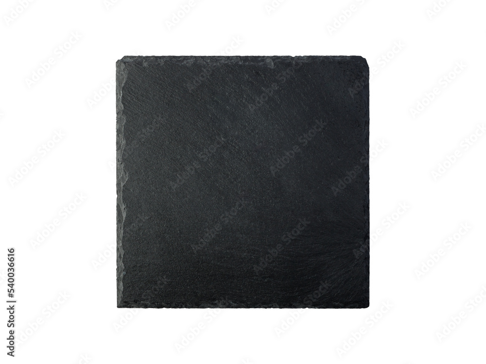Empty square black slate board isolated on white background. Blackboard with copy space.