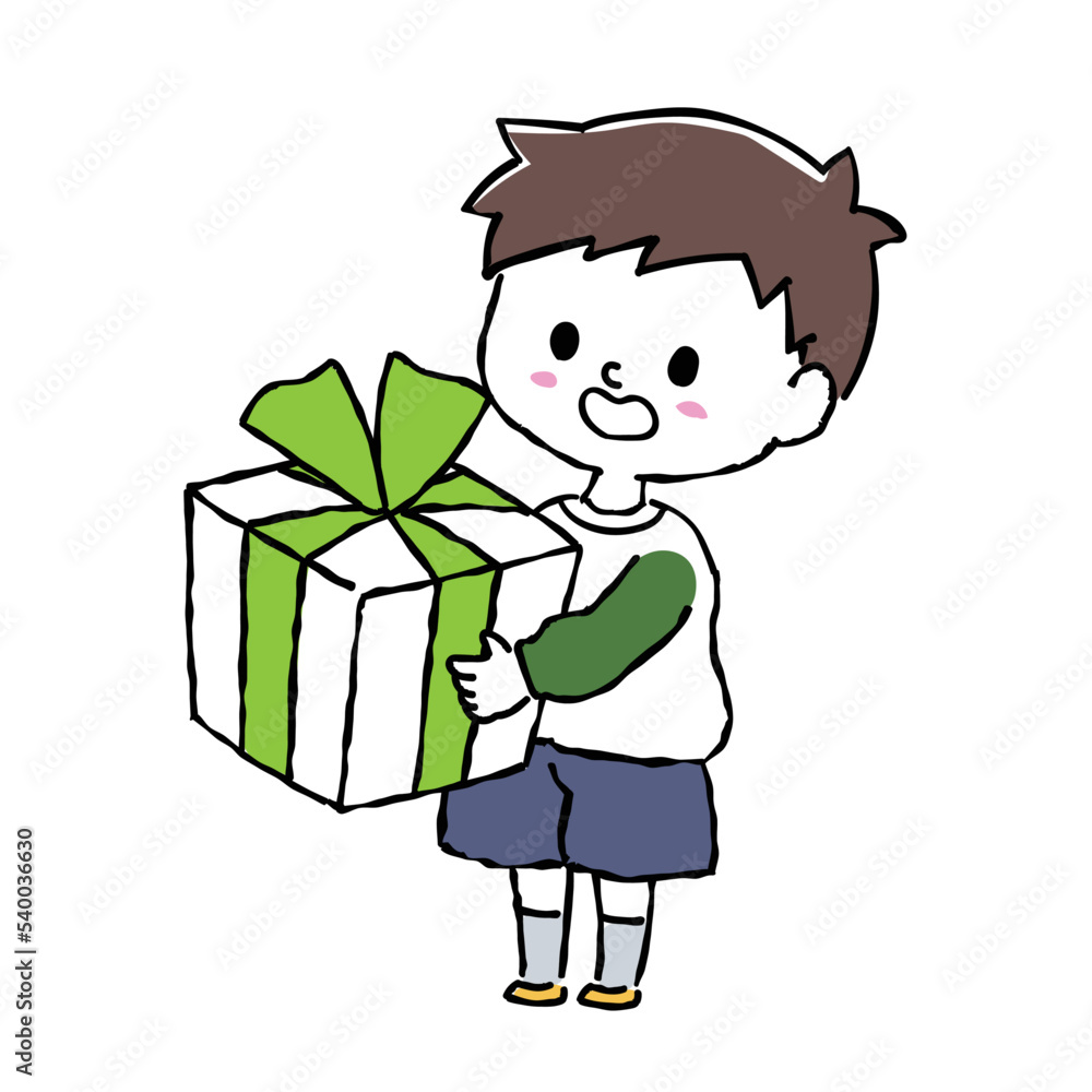 プレゼントを持つ子供 プレゼントを持つ子供