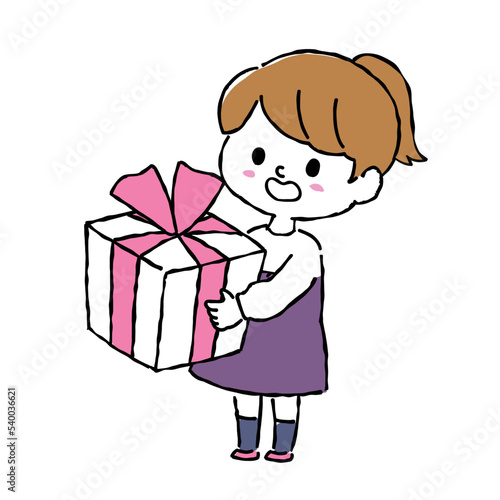 プレゼントを持つ子供