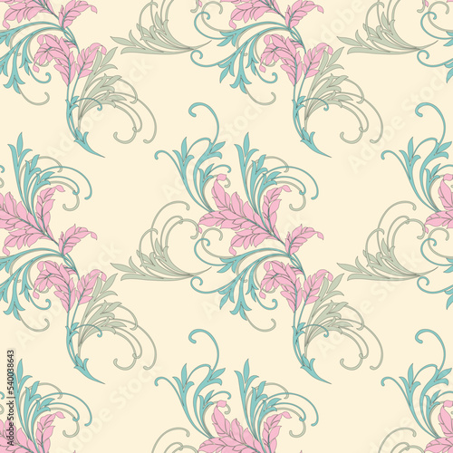 Abstract ornamental flower seamless pattern