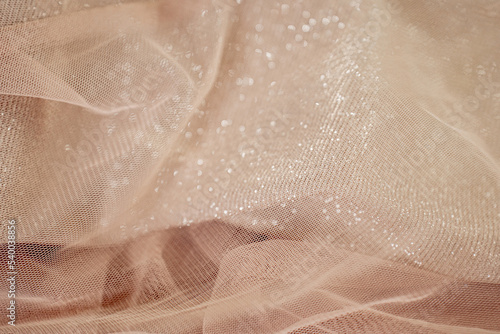 Cuadro en lienzo Textured background with beige tulle