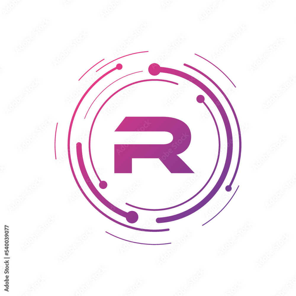 Letter R Initial Cyber Multimedia Logo Letter R Initial Cyber Multimedia Logo