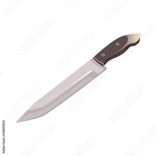 Carving or utility knife for cooking vector cartoon illustration. Kitchen knife with sharp blade and wooden handle isolated on white background. Kitchen utensils concept