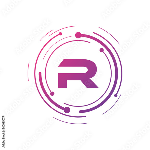 Letter R Initial Cyber Multimedia Logo