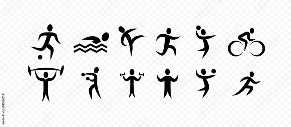 Sports icons vector set. Vector illustration silhouettes of athletes. Symbols set. eps10