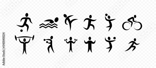 Sports icons vector set. Vector illustration silhouettes of athletes. Symbols set. eps10