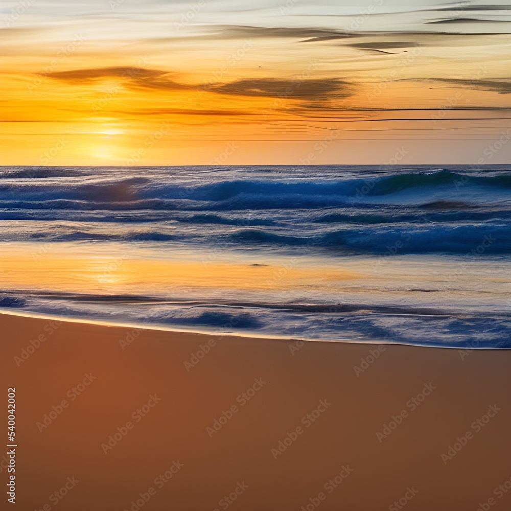 Obraz premium sunset at the beach, gentle waves