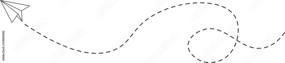 Dashed line paper airplane route Dashed line paper airplane route