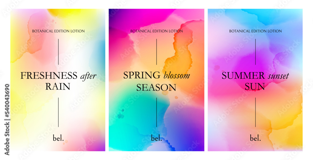 Bright Colorful Backgrounds with Watercolor Splashes. Abstract Holi Paint Texture. Rainbow Colored Banner Design