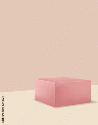 Realistic 3d scene for cosmetics, pink stand vector, geometric form banner, modern scene for product