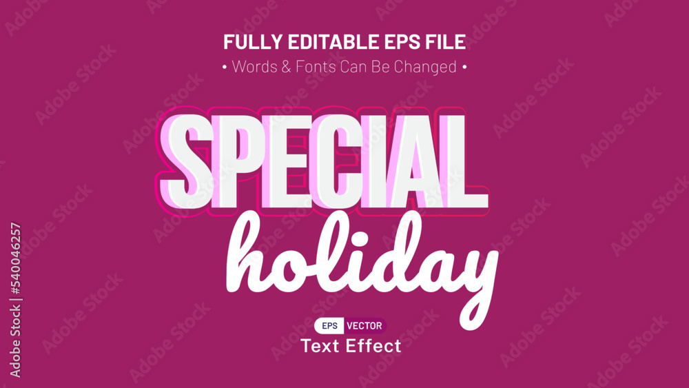 Special holiday new 3d vector editable text effect