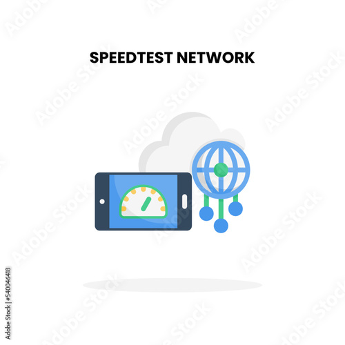 Speed test network flat icon. Vector illustration on white background. Can used for digital product, presentation, UI and many more.