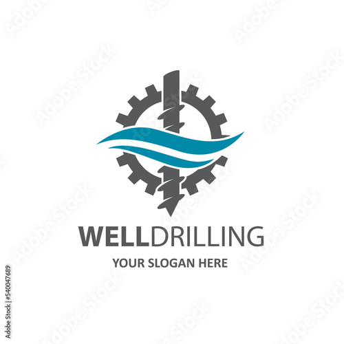 emblem of water well drilling isolated on white background