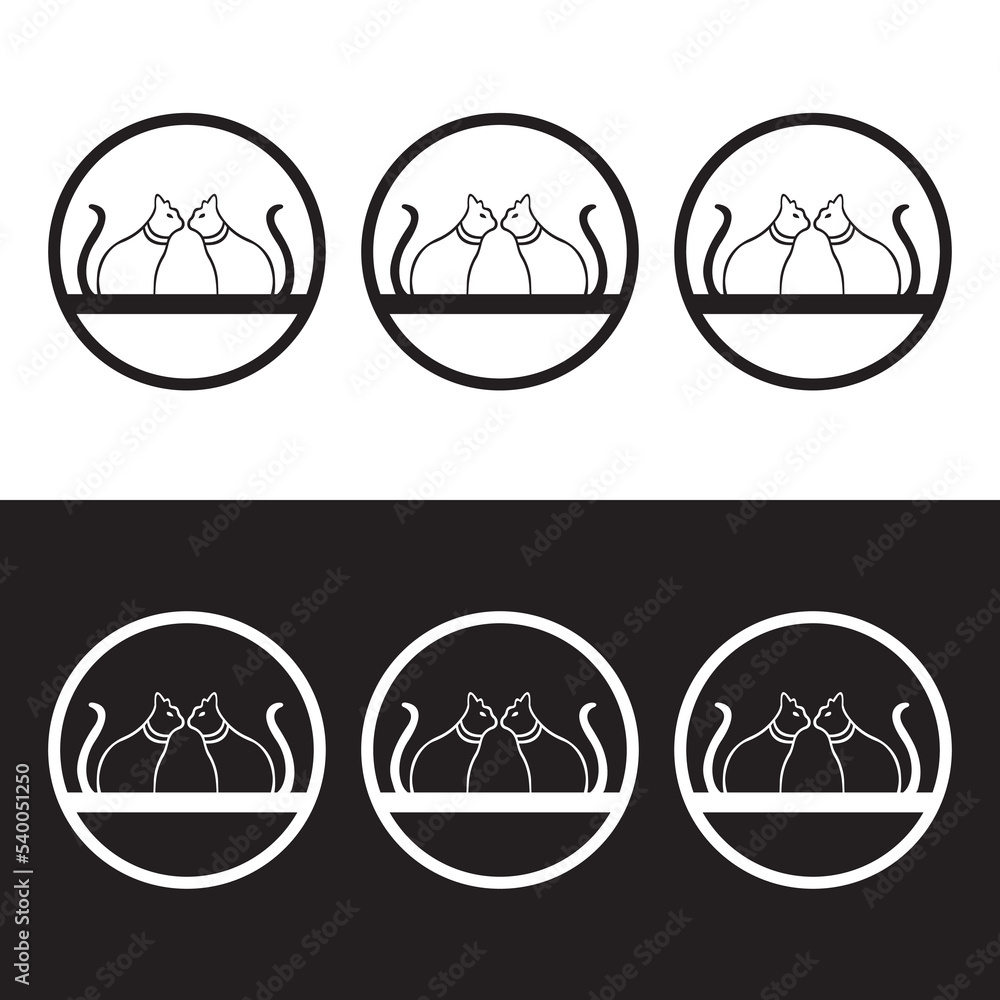 Circle cat animal logo design 