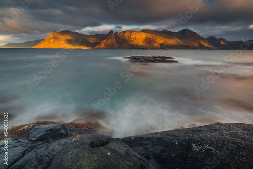 Beautiful and atmospheric beaches in the Lofoten archipelago in Northern Norway. Photo taken in the fall. © PawelUchorczak