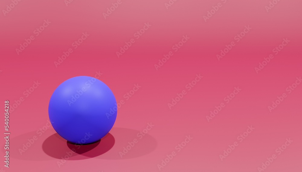 3d-Rendering of a single blue ball in front of a red background with a lots of space beside the ball 3d-Rendering of a single blue ball in front of a red background with a lots of space beside the ball