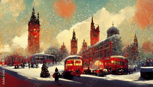 London Christmas, Vintage, Avant-garde, High Detail, Fine Digital Art.